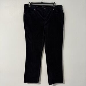 Talbots Corduroy Pants Straight Leg High Waist Navy Blue‎ Size Womens 18 NWT